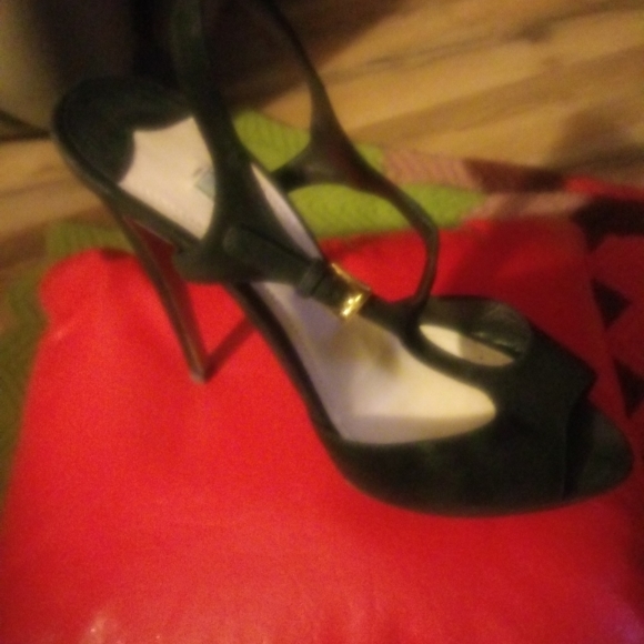 Black suede Prada 5 inch heels. - Picture 7 of 8